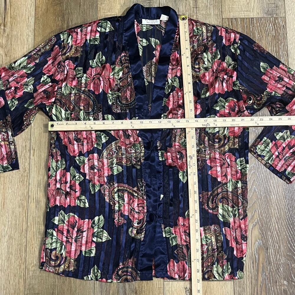 Victorias Secret VTG Gold Label 2 Pc Floral Satin Pajama Set Womens S 90s Lounge - Picture 6 of 10